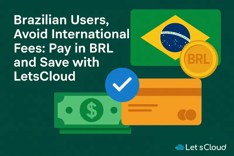 A lively Brazilian street scene with people using smartphones to pay in BRL and save on international fees.