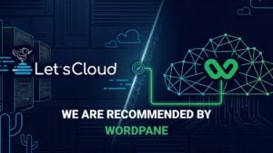 LetsCloud recommended by Wordpane cloud provider announcement with datacenter and network infrastructure illustration